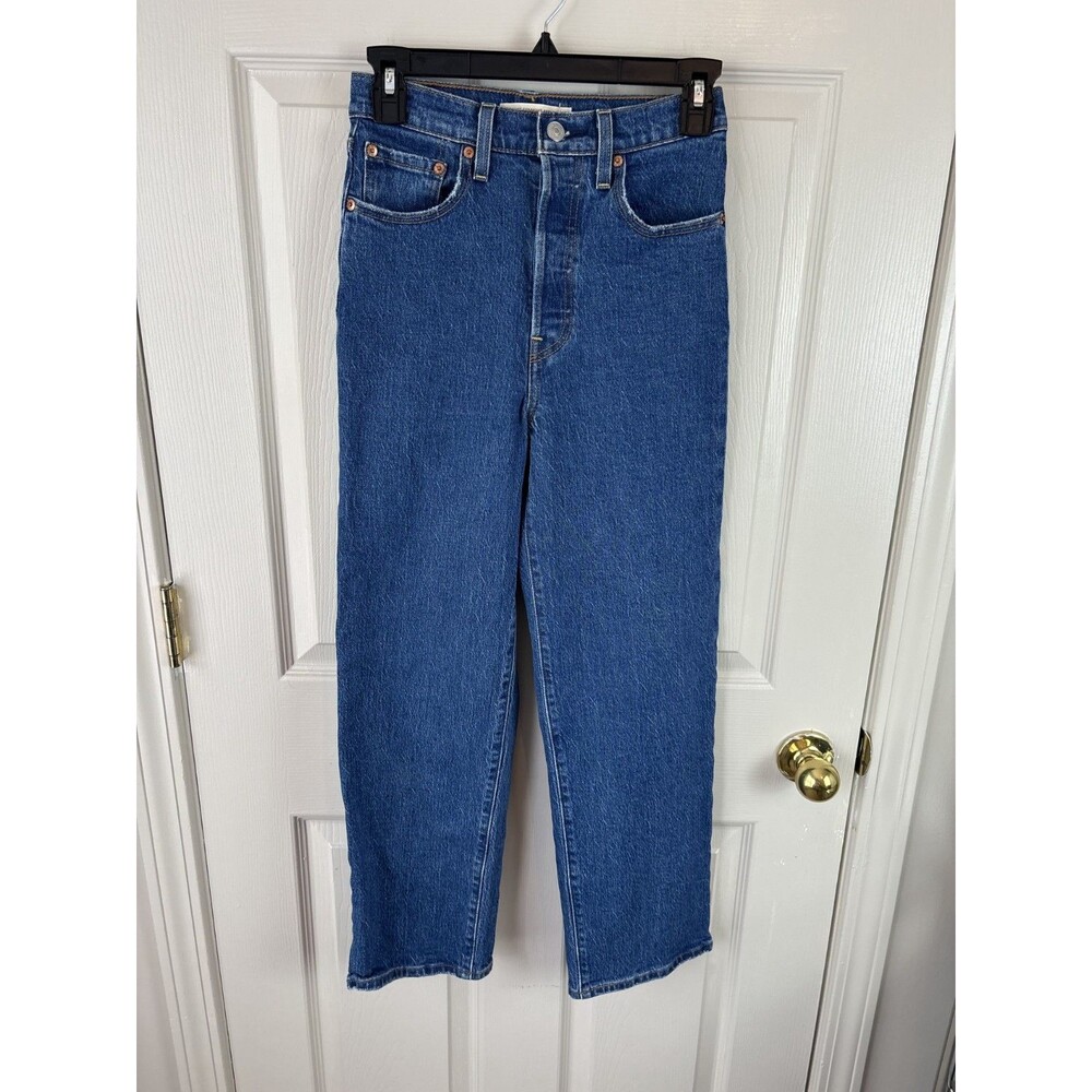 Levi Ribcage Straight Ankle Jeans Medium Wash Big E Womens Size 25 - 276